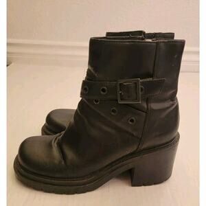 Vintage 90s Chunky Lug lower east side boots Womens SZ 8 Black